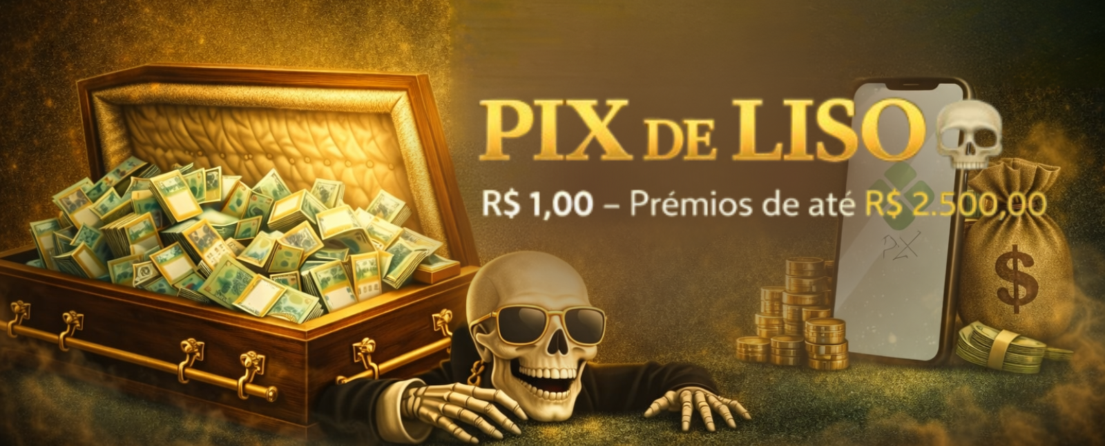 ⚰️ PIX DE LISO 💀 - R$ 1,00 - PRÊMIOS DE ATÉ R$ 50 MIL
